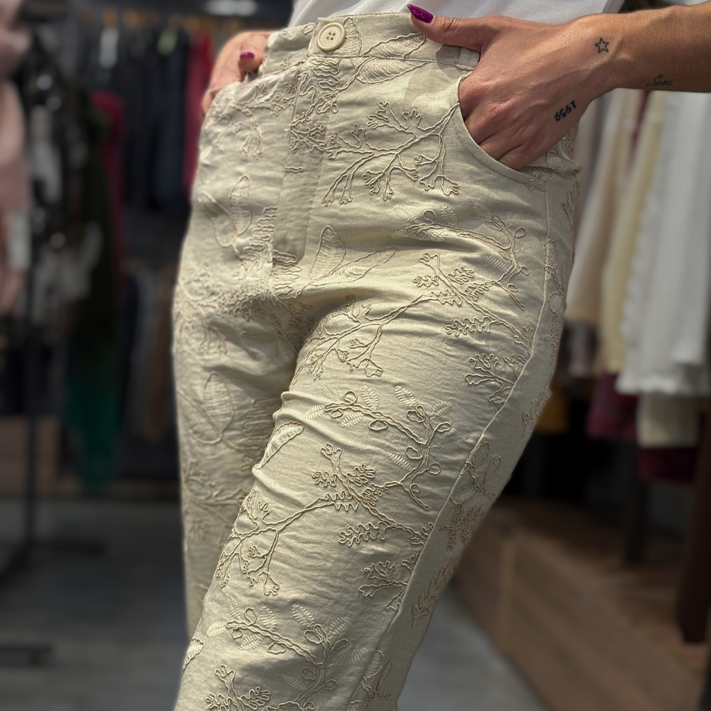 PANTALON LINO BORDADO